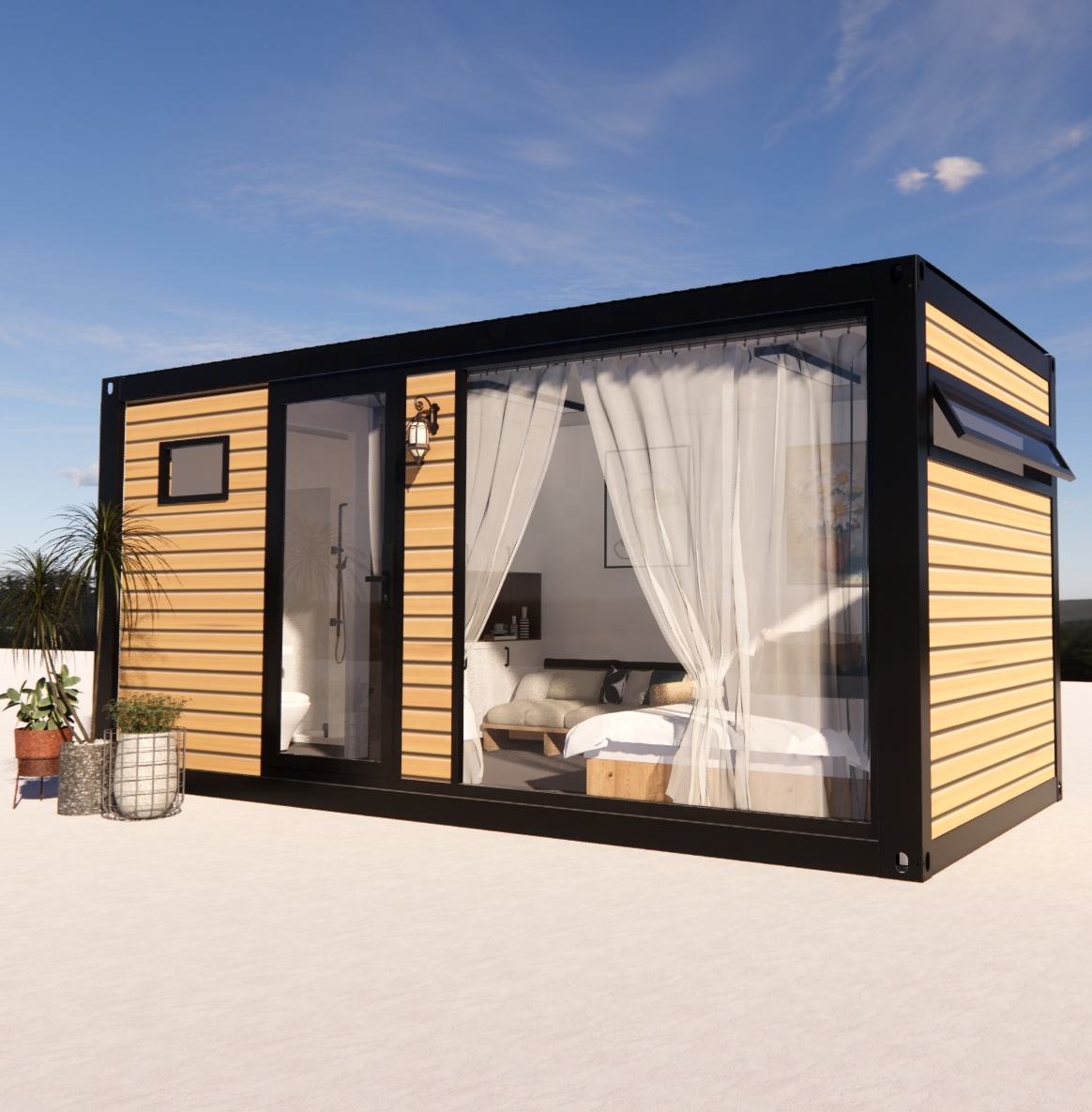 20ft 40ft Mobile Tiny Container House Prefab Wooden Tiny House Finished Transportation Modular House Family Room