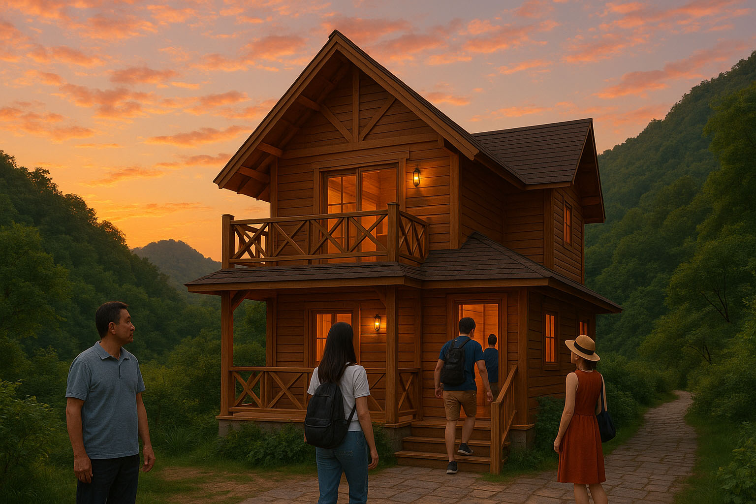 Jushan Engineering Completes Two-Story Small Wooden House in Shenzhen Scenic Area