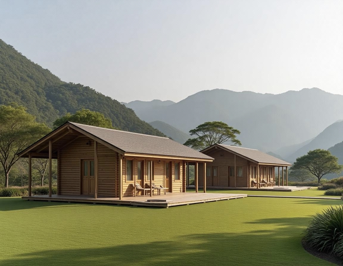 Twin Small Wooden Houses Enhance Meizhou Scenic Retreat Experience
