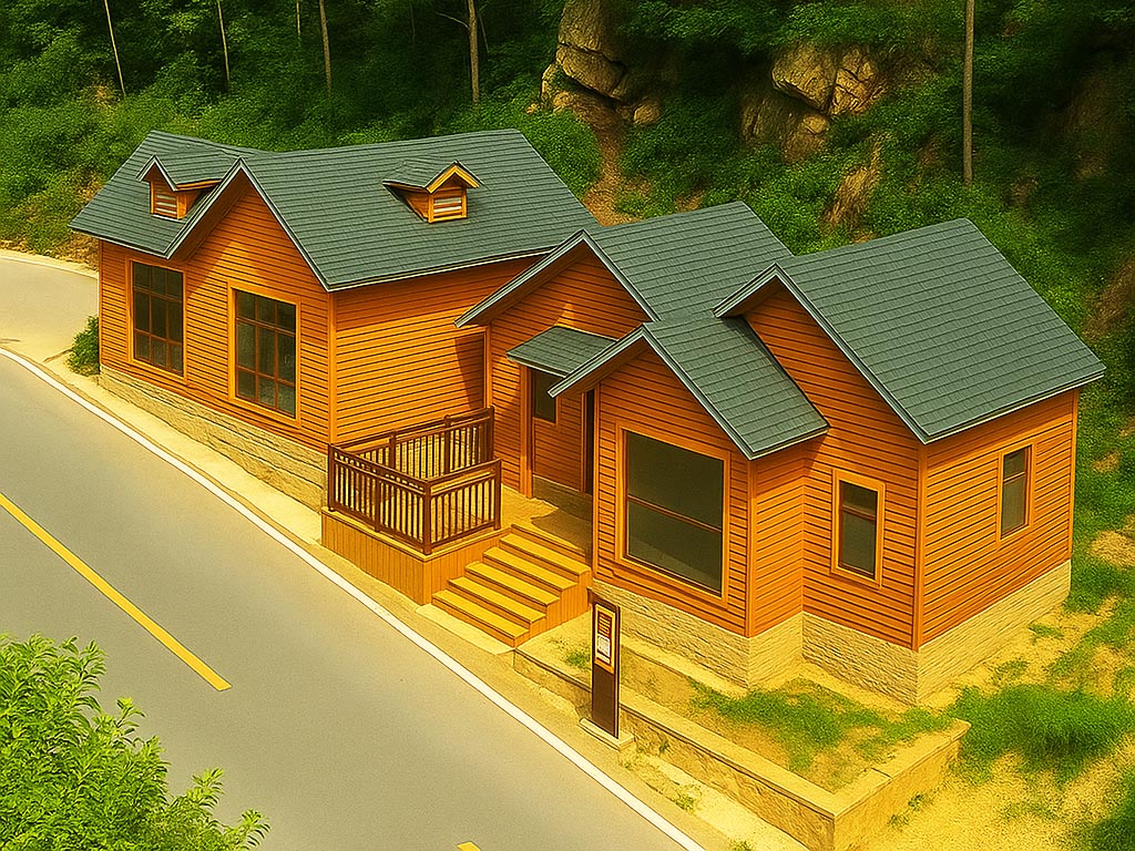 Twin Glass-Embedded Small Wooden Houses Debut at Qingyuan Gulong Gorge
