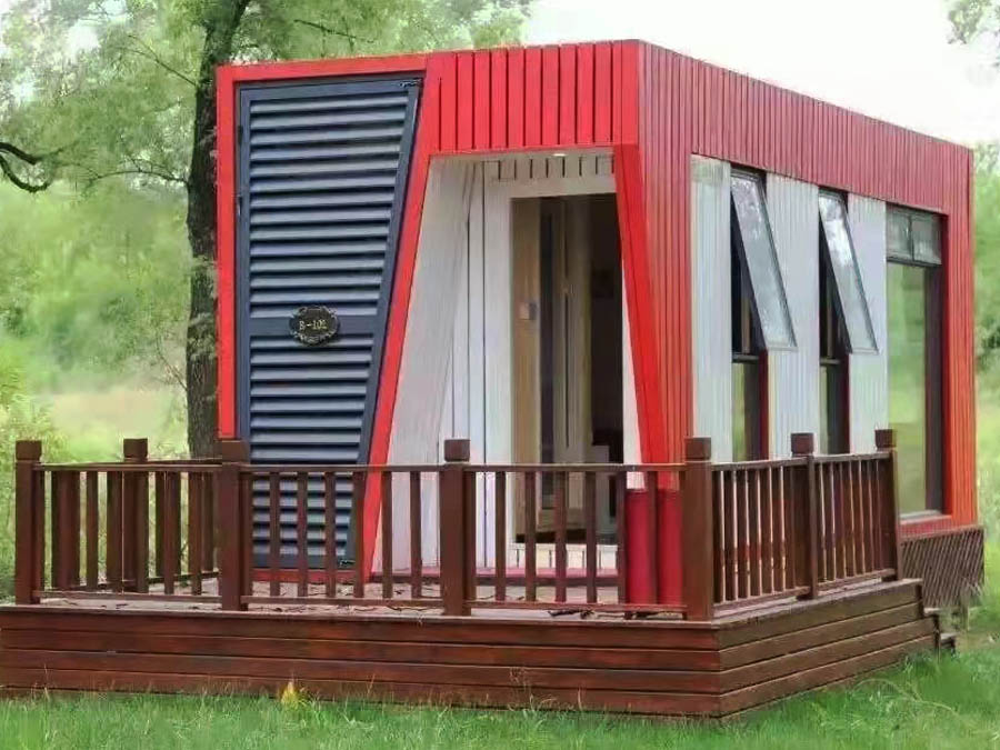 Charming Red Small Wooden House Serves as Perfect Garden Pavilion