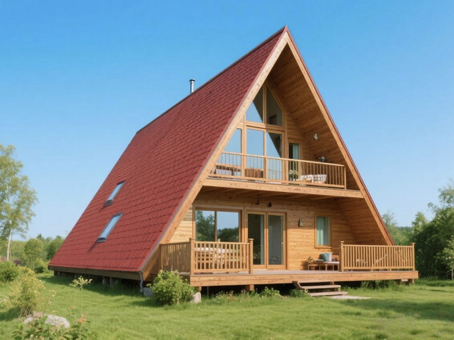 Unique A-Frame Small Wooden House Blends Modern Design with Natural Elements